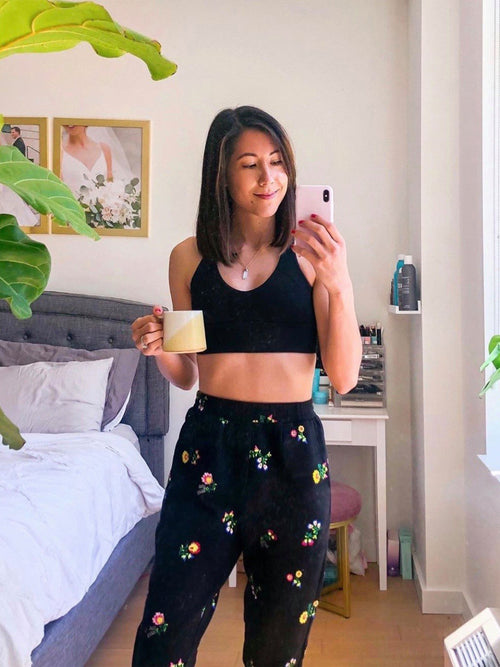 Black Floral Lounge Pants - Urlazh New York