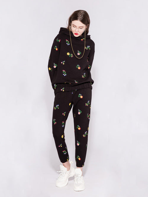 Black Floral Lounge Pants - Urlazh New York