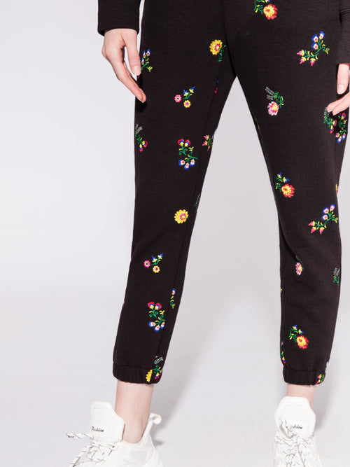 Black Floral Lounge Pants - Urlazh New York