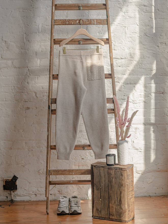 Cream Wool Knit Lounge Pants - Urlazh New York