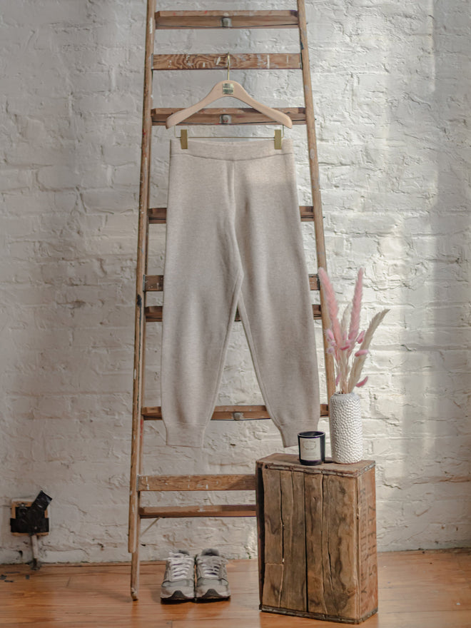 Cream Wool Knit Lounge Pants - Urlazh New York