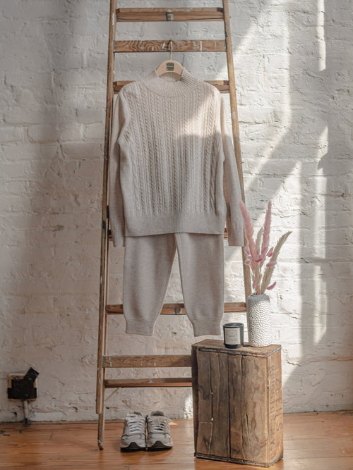 Cream Wool Knit Lounge Pants - Urlazh New York