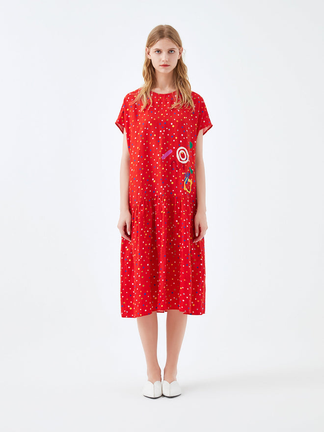 Red NYC Polka Dot Midi Dress - Urlazh New York