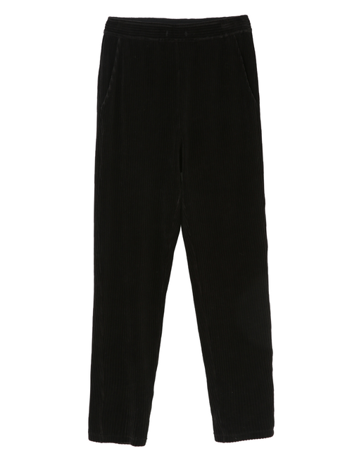 Black Tapered Cropped Cotton-Corduroy Pants - Urlazh New York