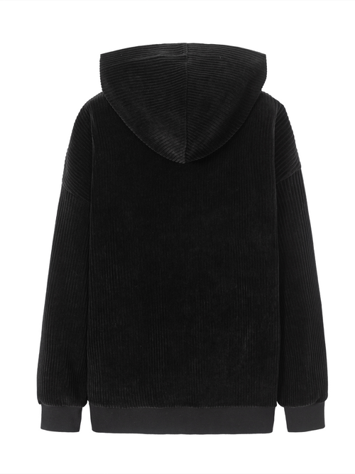 Black Graphic Cotton-Corduroy Sweatshirt - Urlazh New York