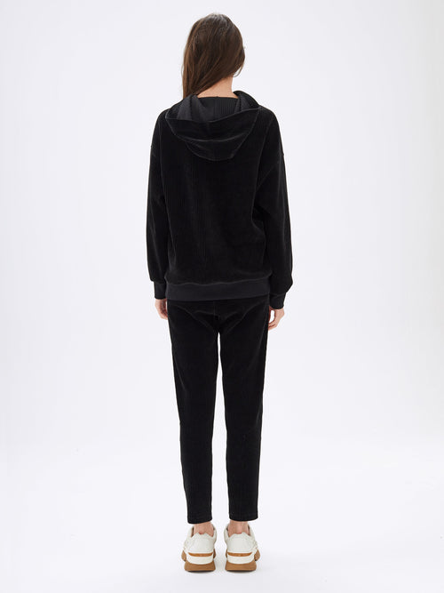 Black Graphic Cotton-Corduroy Sweatshirt - Urlazh New York