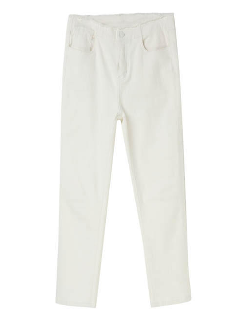 White Cropped Tapered Jeans - Urlazh New York