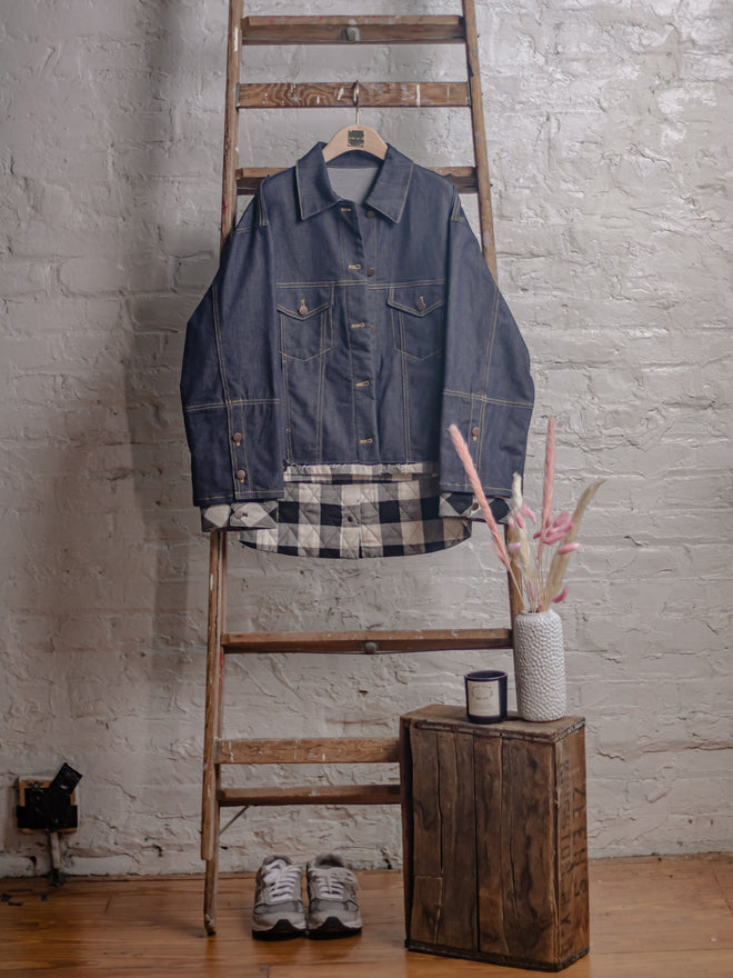 Denim Checkered Flannel Jacket - Urlazh New York