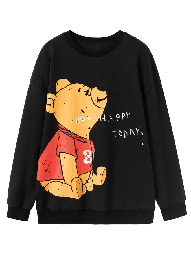 Black The Pooh Printed Sweatshirt - Urlazh New York