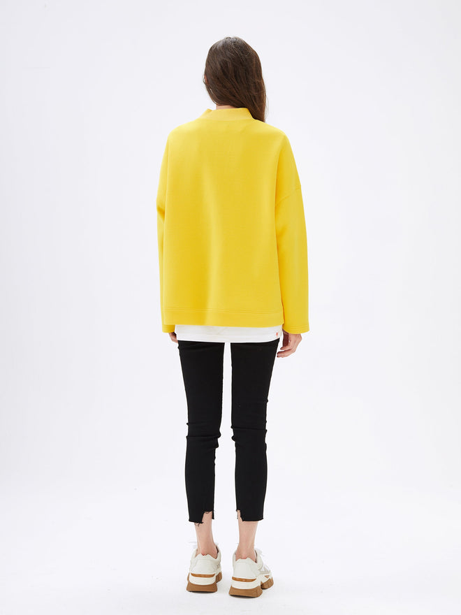 Yellow Zippered Asymmetrical Sweatshirt - Urlazh New York
