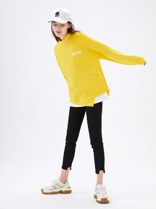 Yellow Zippered Asymmetrical Sweatshirt - Urlazh New York