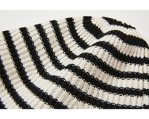 Black and White Knitted Fisherman's Hat