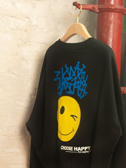 Black Smiley Emoji Sweatshirt - Urlazh New York