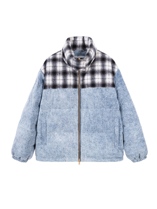 Washed Cornflower Quilted Down Jacket - Urlazh New York