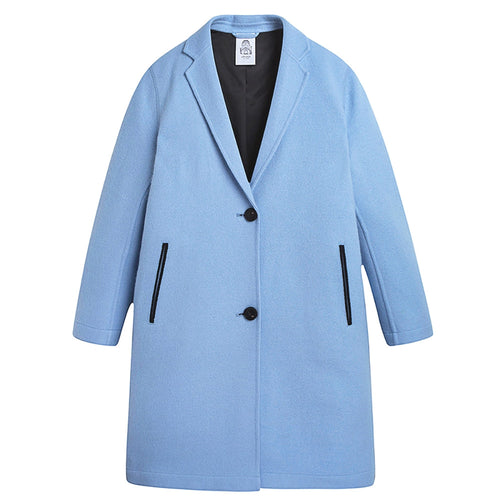 Blue Perspective Street View Embroidered Wool Coat - Urlazh New York