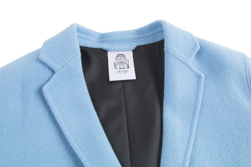 Blue Perspective Street View Embroidered Wool Coat - Urlazh New York