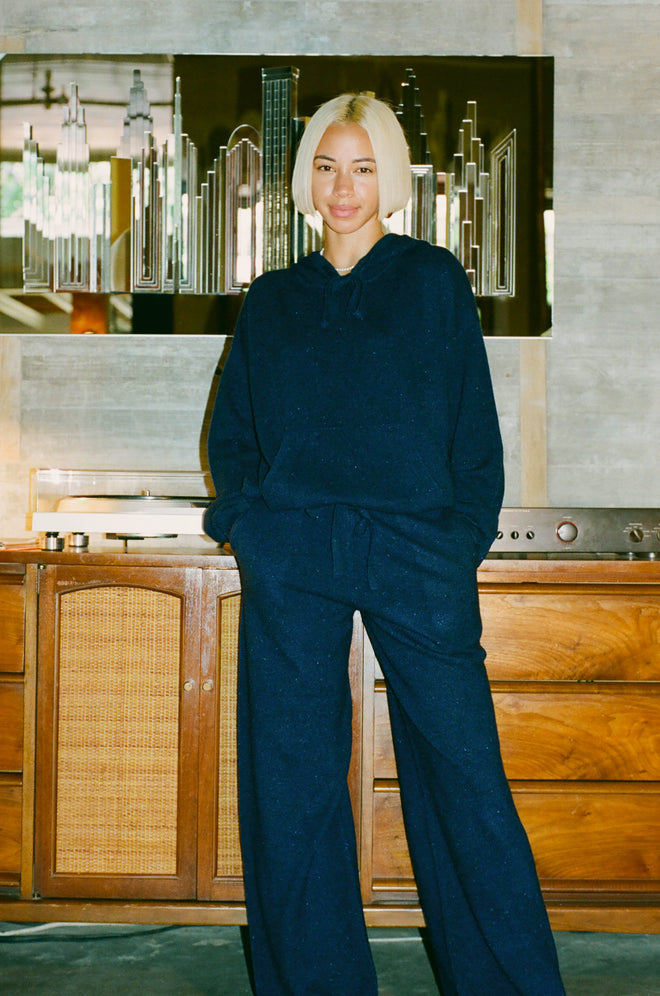 Navy Blue Cashmere Sweatpants - Urlazh New York
