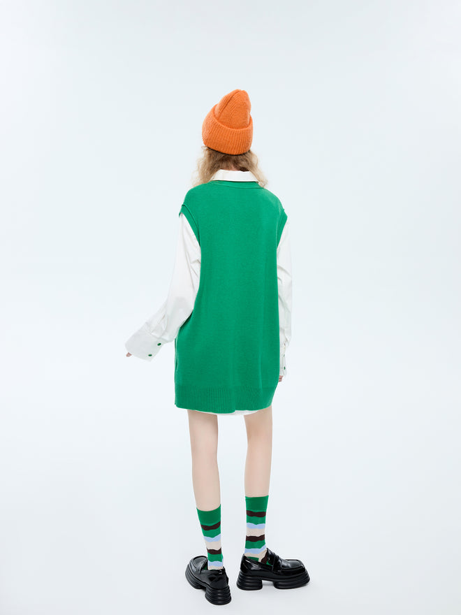 Gilet surdimensionné en tricot vert 'Kelly' 