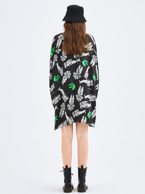 Astronaut Printed Silk Dress - Urlazh New York