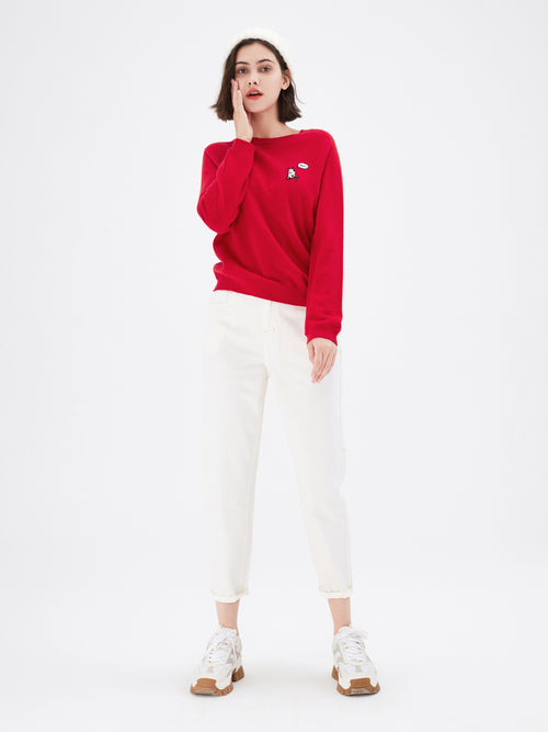 Red Graphic Crewneck Cashmere Sweater - Urlazh New York