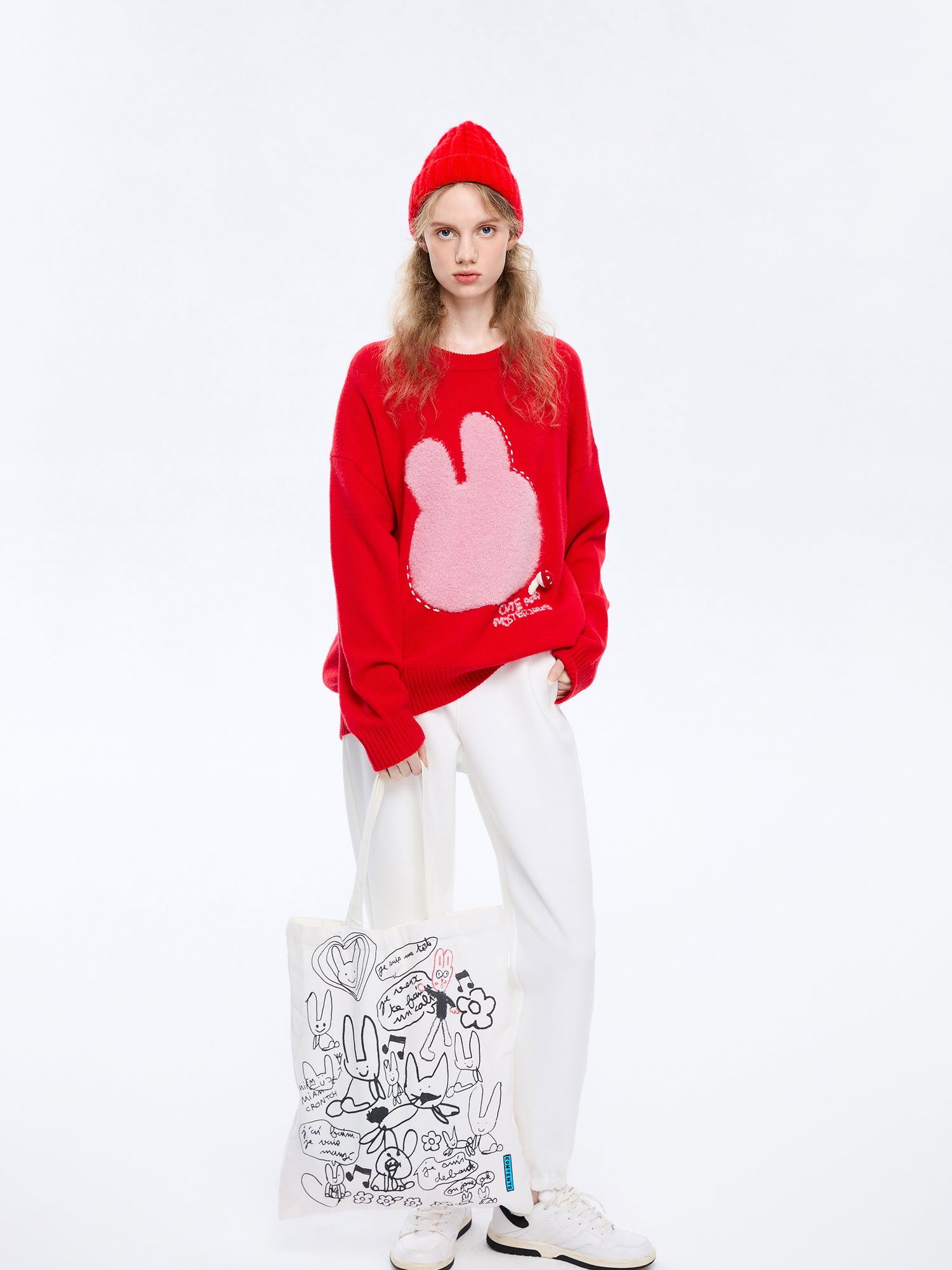 Cute and Mysterious Oversized Cashmere Crewneck-Sample