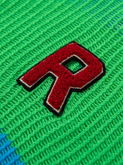 'R'  Logo Striped Crewneck Pullover