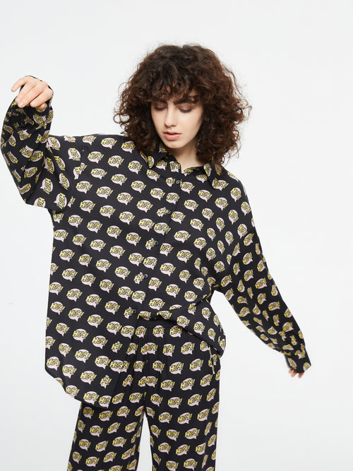 'Hey' Silk Pajama Top