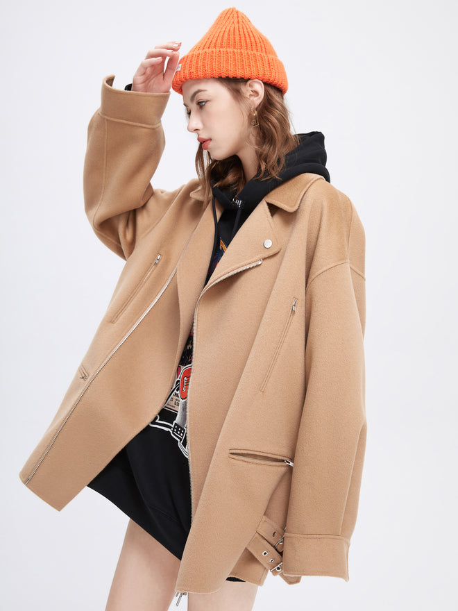 Short Biker Wool Coat - Urlazh New York