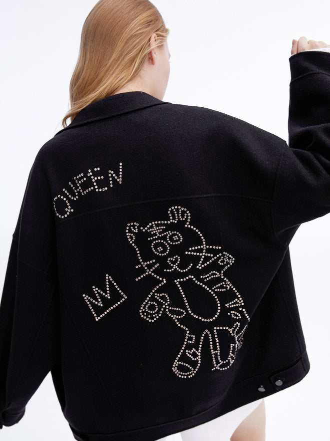 Rhinestone 'Queen' Wool Jacket - Urlazh New York