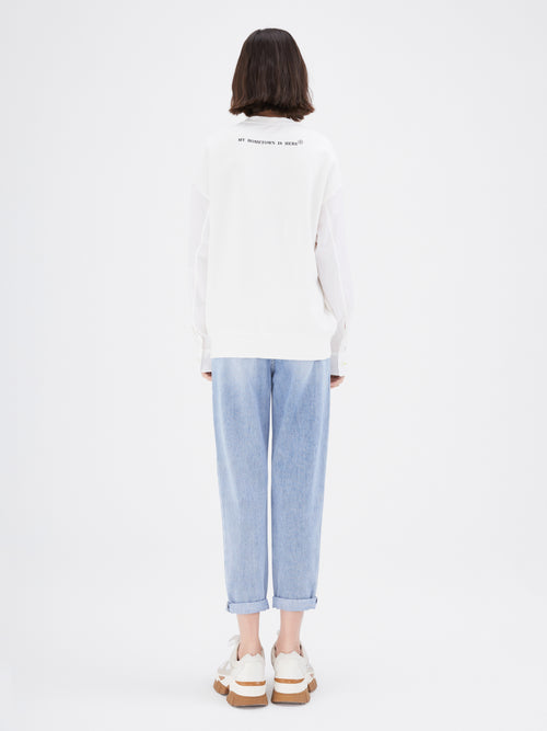 Blue Washed Straight Leg Cropped Jeans - Urlazh New York