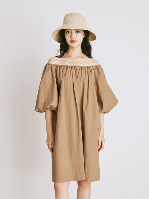 Bubble Sleeve Strapless Bow Tie Dress L / Camel Bubble Sleeve Strapless Bow Tie Dress L / Camel