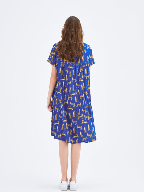 Leopard Printed Silk Dress - Urlazh New York