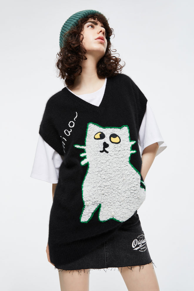 'Hollywood Cat' Wool Vest