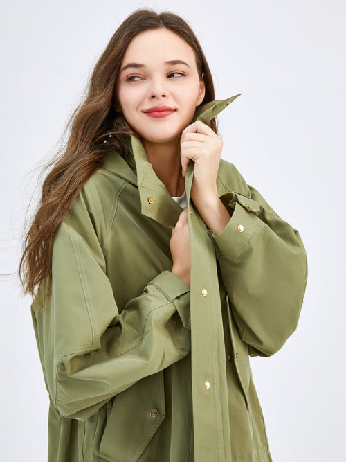 Olive Green Hooded Jacket - Urlazh New York