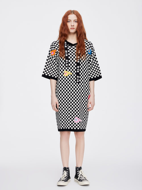 Multi-Phone Checkered Knit Dress - Urlazh New York