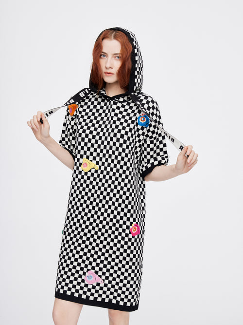 Multi-Phone Checkered Knit Dress - Urlazh New York