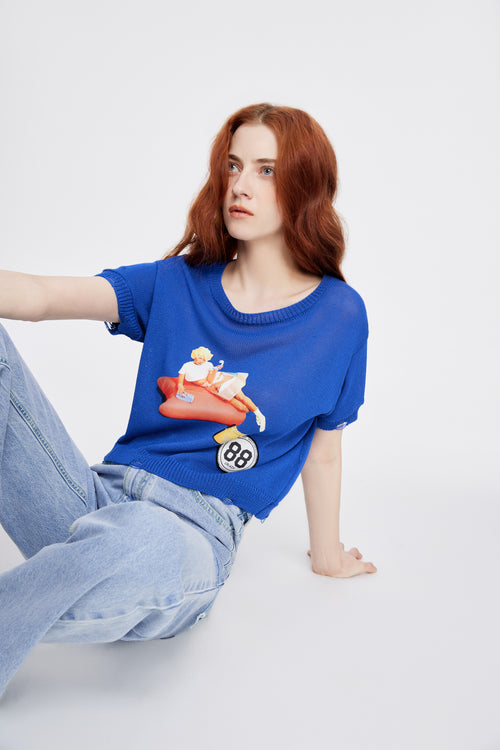 'Pin-Up' Cropped Knit Tee - Urlazh New York