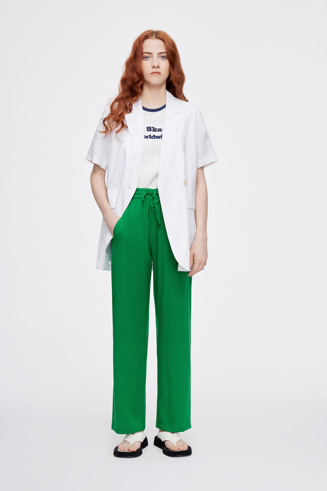Green 80's Silk Pants - Urlazh New York