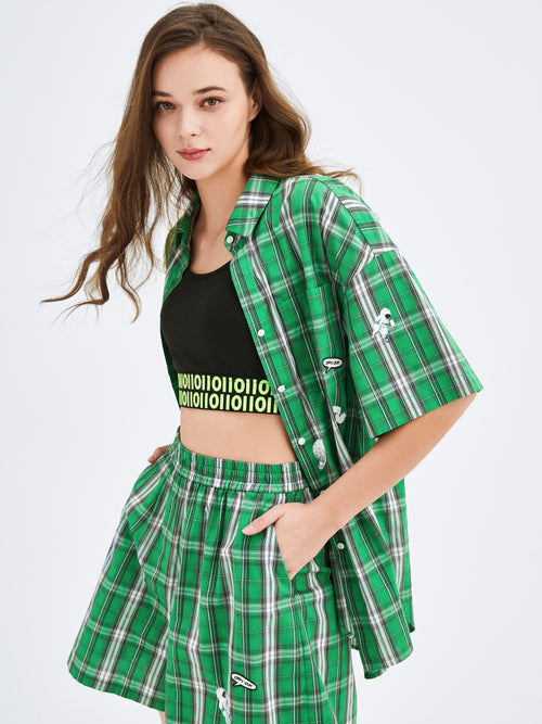 Green Plaid Shorts - Urlazh New York