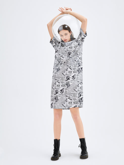Astronaut Printed Midi Dress - Urlazh New York