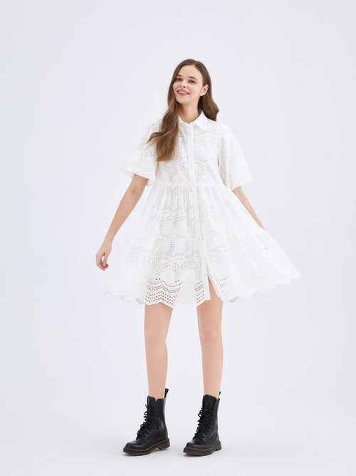 White Lace Mini Dress - Urlazh New York