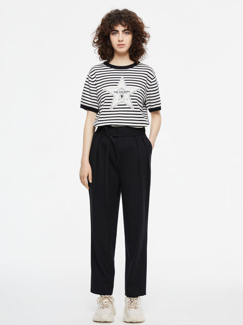 'Hollywood' Striped Cashmere Tee