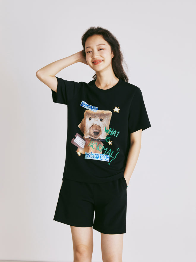 T-shirt imprimé chien pain