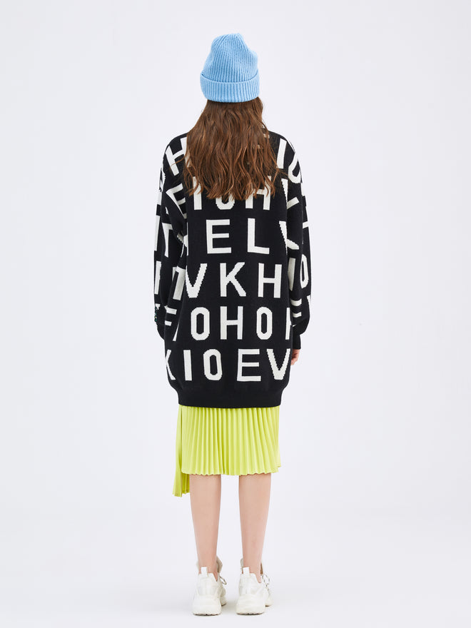 'Alphabet' Embroidery Wool Dress - Urlazh New York
