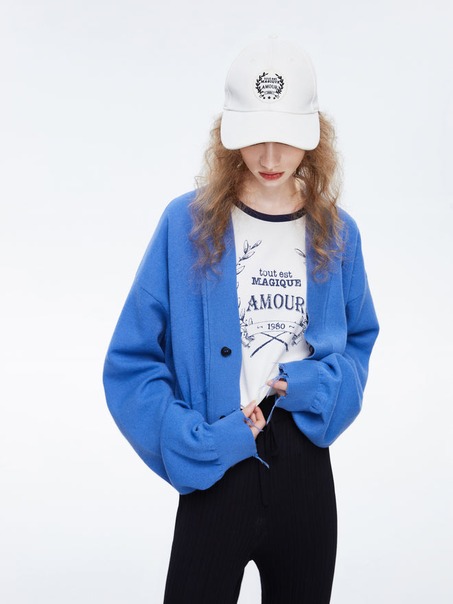 Karla' Grunge Cropped Cardigan - Urlazh New York