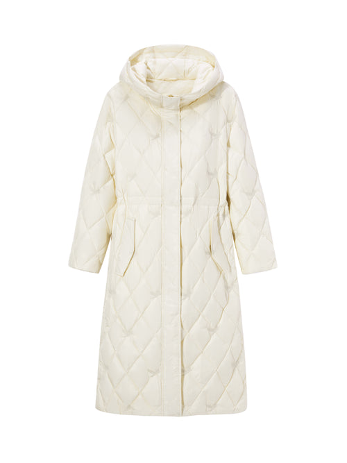 Cream Lightweight Down Coat - Urlazh New York