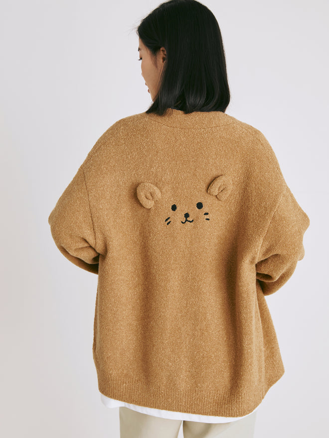 U-Cat Emoji Wool Cardigan