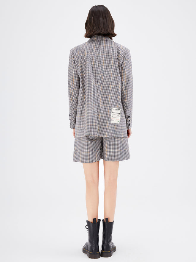 Grey Plaid Graphic Print Blazer - Urlazh New York