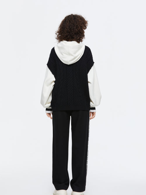 Cable-knit Baseball Hoodie