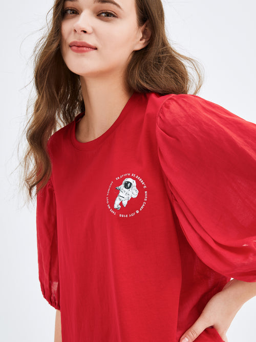 Red Astronaut Printed T-shirt - Urlazh New York